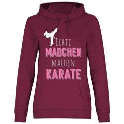 wowshirt Damen Hoodie Echte Mädchen Machen Karate Karateka Sportlerin, Größe:L, Farbe:Burgundy von wowshirt