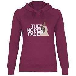 wowshirt Damen Hoodie Geschenk für Katzenliebhaber The Nope Face Faul Katzen-Motiv, Größe:L, Farbe:Burgundy von wowshirt