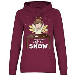 wowshirt Damen Hoodie Let It Snow Engel Weihnachtsmotiv Weihnachten Nikolaus Ugly Christmas, Größe:M, Farbe:Burgundy von wowshirt