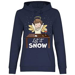 wowshirt Damen Hoodie Let It Snow Engel Weihnachtsmotiv Weihnachten Nikolaus Ugly Christmas, Größe:M, Farbe:Deep Navy von wowshirt