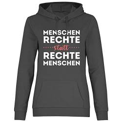 wowshirt Damen Hoodie Menschenrechte Statt Rechte Menschen Gegen Rassismus Anti Nazis Politisches Statement, Größe:XL, Farbe:Light Graphite von wowshirt