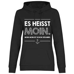 wowshirt Damen Hoodie Moin Moin Ist Schon Gesabbel Nordsee Ostsee Urlaub Möwe Plattdeutsch Meer, Größe:XXL, Farbe:Black von wowshirt