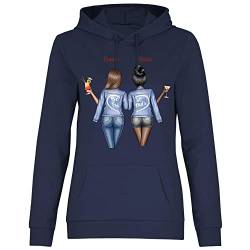wowshirt Damen Hoodie Personalisiert Geschenke für Beste Freundin zum Geburtstag BFF Individuell, Größe:M, Farbe:Deep Navy von wowshirt
