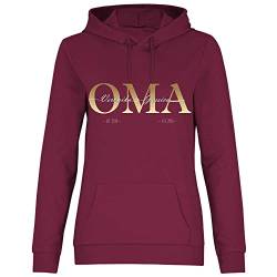 wowshirt Damen Hoodie Personalisiertes Geschenk für Oma Kinder Namen und Geburtsjahr Muttertag, Größe:L, Farbe:Burgundy von wowshirt