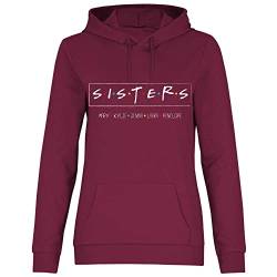 wowshirt Damen Hoodie Sisters Personalisiert Geschenke für Beste Freundin zum Geburtstag BFF Schwester, Größe:M, Farbe:Burgundy von wowshirt