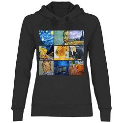 wowshirt Damen Hoodie Sternennacht Gemälde Kunst Künstler Maler Van Gogh, Größe:L, Farbe:Black von wowshirt