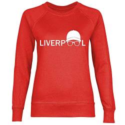 wowshirt Damen Sweatshirt Jurgen Klopp Brille Silhouette Liverpool, Größe:L, Farbe:Red von wowshirt