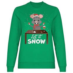 wowshirt Damen Sweatshirt Let It Snow Maus Weihnachtsmotiv Weihnachten Nikolaus Ugly Christmas, Größe:L, Farbe:Kelly Green von wowshirt