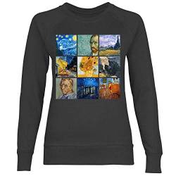 wowshirt Damen Sweatshirt Sternennacht Gemälde Kunst Künstler Maler Van Gogh, Größe:S, Farbe:Black von wowshirt