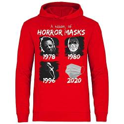wowshirt Herren Hoodie A History of Horror Mask Halloween Purge Film Jason Serienmörder, Größe:XL, Farbe:Red von wowshirt