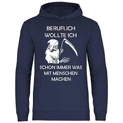 wowshirt Herren Hoodie Beruflich Wollte Ich Immer was Mit Menschen Machen Halloween Kostüm Sensenmann, Größe:XL, Farbe:Deep Navy von wowshirt