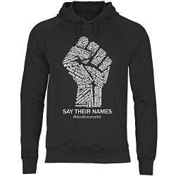 wowshirt Herren Hoodie Black Lives Matter Say Their Names George Floyd Erhobene Faust Demo, Größe:XXL, Farbe:Black von wowshirt