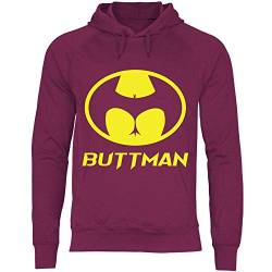 wowshirt Herren Hoodie Buttman Parodie Superheld, Größe:M, Farbe:Burgundy von wowshirt
