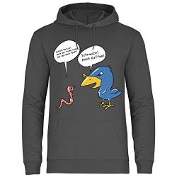 wowshirt Herren Hoodie Koch Kaffee Frühaufsteher Der Frühe Vogel Fängt den Wurm Job, Größe:L, Farbe:Light Graphite von wowshirt