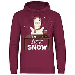 wowshirt Herren Hoodie Let It Snow Lama Alpaka Weihnachtsmotiv Weihnachten Nikolaus Ugly Christmas, Größe:S, Farbe:Burgundy von wowshirt