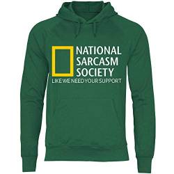 wowshirt Herren Hoodie National Sarcasm Society Geschenk für Chef Kollege Mitarbeiter, Größe:XXL, Farbe:Bottle Green von wowshirt