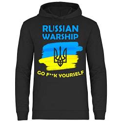 wowshirt Herren Hoodie Russisches Kriegsschiff Selenskyj Ukrainische Flagge Ukraine, Größe:3XL, Farbe:Black von wowshirt