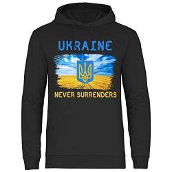 wowshirt Herren Hoodie Ukraine Never Surrenders Selenskyj Ukrainische Flagge Demo, Größe:XL, Farbe:Black von wowshirt