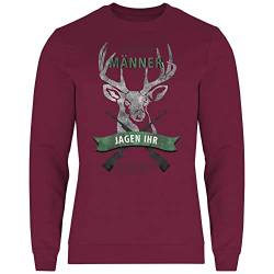 wowshirt Herren Sweatshirt Echte Männer Jagen Ihr Essen Geschenk für Jäger Jagd Zubehör, Größe:L, Farbe:Burgundy von wowshirt