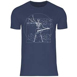 wowshirt Herren T-Shirt Da Vinci Rock Musik Festival Skelett Gitarre, Größe:XL, Farbe:Navy von wowshirt