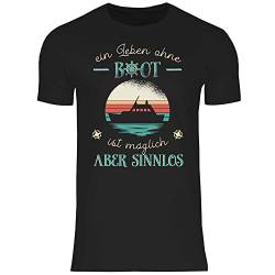 wowshirt Herren T-Shirt EIN Leben Ohne Boot Ist Möglich Aber Sinnlos Skipper Angler Bootsfahrer Kapitän, Größe:M, Farbe:Black von wowshirt