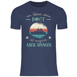 wowshirt Herren T-Shirt EIN Leben Ohne Boot Ist Möglich Aber Sinnlos Skipper Angler Bootsfahrer Kapitän, Größe:XL, Farbe:Navy von wowshirt