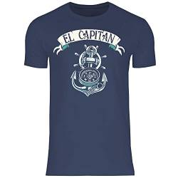wowshirt Herren T-Shirt EL Capitan Kapitän Segeln Segler Skipper Angler Geschenk für Bootsfahrer Kompass, Größe:XL, Farbe:Navy von wowshirt