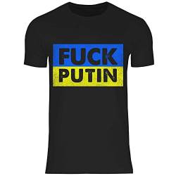 wowshirt Herren T-Shirt Fuck Putin Ukrainische Flagge Gegen Putin Demo, Größe:L, Farbe:Black von wowshirt