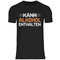 wowshirt Herren T-Shirt Kann Alkohol Enthalten Malle Wein-Liebhaber Party Geschenk Saufen JGA Bier, Größe:XL, Farbe:Black von wowshirt