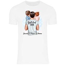 wowshirt Herren T-Shirt Personalisiertes Geschenk für Papa Kinder Kind Sohn Tochter Geburtstag Vatertag Dad, Größe:L, Farbe:Sohn und Tochter White von wowshirt