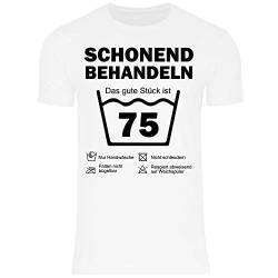 wowshirt Herren T-Shirt Schonend Behandeln Das Gute Stück Ist 75 Geschenk zum 75. Geburtstag 75 Jahre, Größe:3XL, Farbe:White von wowshirt