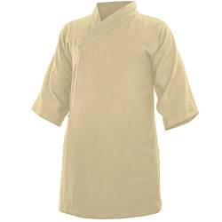 Baumwolle (Leicht) Kung Fu & Tai Chi Shirt Diagonaler Kragen Kurzarm - Taiji Anzug Beige 195 von wu designs