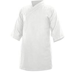 Baumwolle (Leicht) Kung Fu & Tai Chi Shirt Diagonaler Kragen Kurzarm - Taiji Anzug Weiss 195 von wu designs