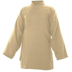 Baumwolle (Leicht) Kung Fu & Tai Chi Shirt Diagonaler Kragen Langarm - Taiji Anzug Beige 180 von wu designs