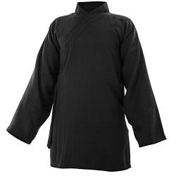 Baumwolle (Leicht) Kung Fu & Tai Chi Shirt Diagonaler Kragen Langarm - Taiji Anzug Schwarz 175 von wu designs