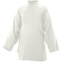 Baumwolle (Leicht) Kung Fu & Tai Chi Shirt Diagonaler Kragen Langarm Weiss 180 von wu designs