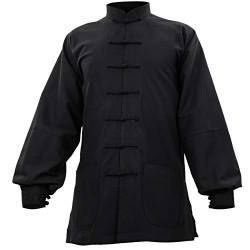 Leinen (Mittel) Kung Fu & Tai Chi Shirt Stehkragen Manschetten - Taiji Anzug Dunkelblau 190 von wu designs