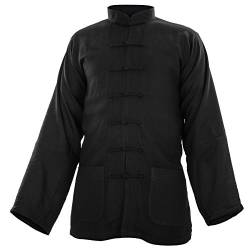 wu designs Baumwolle (Leicht) Kung Fu & Tai Chi Shirt Stehkragen Langarm - Taiji Anzug Schwarz 195 von wu designs