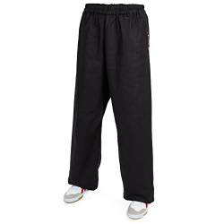 wu designs Leinen (schwer) Kung Fu & Tai Chi Trainingshose Schwarz 175 von wu designs