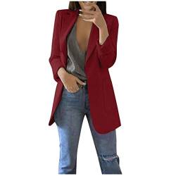 wuitopue Damen Blazer Langarm Business Jäckchen Strickjacke Elegant Sakko Casual Blazer Büro Frauen Solide Langarm Büro Mantel Cardigans Anzug Lang Jacke Tops Jacke Mantel Strickjacke Cardigan von wuitopue