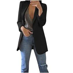 wuitopue Damen Blazer Langarm Business Jäckchen Strickjacke Elegant Sakko Casual Blazer Büro Frauen Solide Langarm Büro Mantel Cardigans Anzug Lang Jacke Tops Jacke Mantel Strickjacke Cardigan von wuitopue