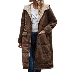 wuitopue Damen Warm Wintermäntel Lang jacken Plüschjacke Lang Pufferjacken mit Kapuze Frauen Oberbekleidung Outdoorjacke Steppjacke Steppmantel Winterjacke Damen Lang Winterjacke von wuitopue