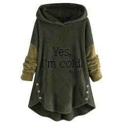 wuitopue Hoodie Damen Plüsch Sweatshirt Winter Warme Plüschmantel Lässige Teddyjacke Wintermantel Briefdruck Kapuzenpullover Sweatshirt Mit Kapuze Süß Hoodies Kapuzenjacke Mantel von wuitopue