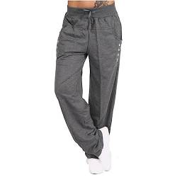 wuitopue Jogginghose Damen Baumwolle Lang Freizeithosen,High Waist,Lässige Loose Einfarbige,Oversize,mit Taschen,Laufhosen,Fitness,Workout Hose, Sporthose,Trainingshose,Freizeithose von wuitopue