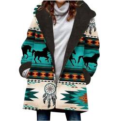 wuitopue Mantel Damen Winterjacke Kapuzenjacke Oberbekleidung Winter Warm Vintage-Bedruckte Mäntel Für Frauen Hoodie Mantel Winter Warm Gepolstert Und Dicker Winter Baumwolle Kapuzenjacke Outwear von wuitopue