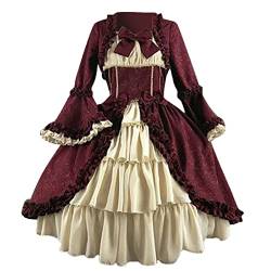 wuitopue Mittelalter Kleidung Damen Renaissance Rokoko Barock Prinzessin Kleid Gothic Kleidung Mittelalter Kostüm Partykleid Cosplaykleid Halloween Karneval Vintage Court Cocktailkleid Ballkleider von wuitopue