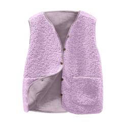 wuitopue Teddy Fleece Weste Damen Herbst Winter Warm Ärmellos Westen Casual Bequem V-Ausschnitt/Revers Plüsch Weste Mit Knöpfen Damenweste Fleeceweste Plüschweste Herbstmantel Outwear Westen von wuitopue