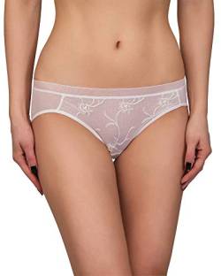 String Tanga Weiss leicht transparent mit Blüten zur Serie Sinderella 38 40 42 44 46 48 Größe 42 von wundershop