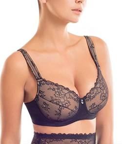 wundershop Bügel BH Diva in schwarz Nude von 75 80 85 90 95 Cup B C D E F G H Größe 85 E von wundershop