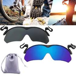 wuwuhen Clip Cap Sports Sunglasses,Mens Clip on Sunglasses for Fishing Biking Hiking Cycling Eyewear,Polarized Uv400 Protection (2 PCS A) von wuwuhen